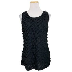Saint Tropez West Asymmetric Ruffle Sleeveless Top Women’s M Black Tank Popover